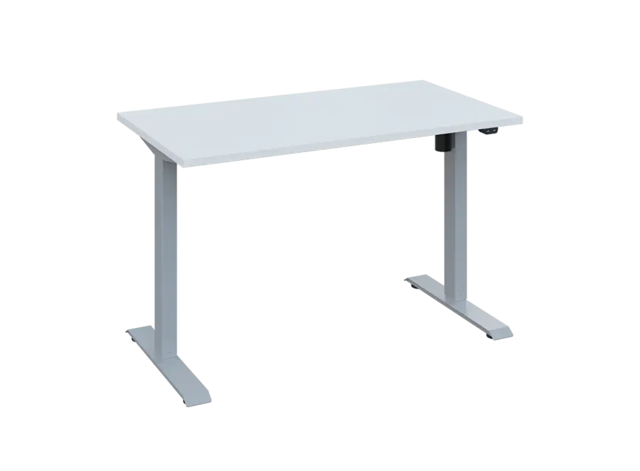 Flexi 27-12 výškově nastavitelný stůl, kovová podnož stříbrná, deska 25 mm, široký 1200 mm, bílá